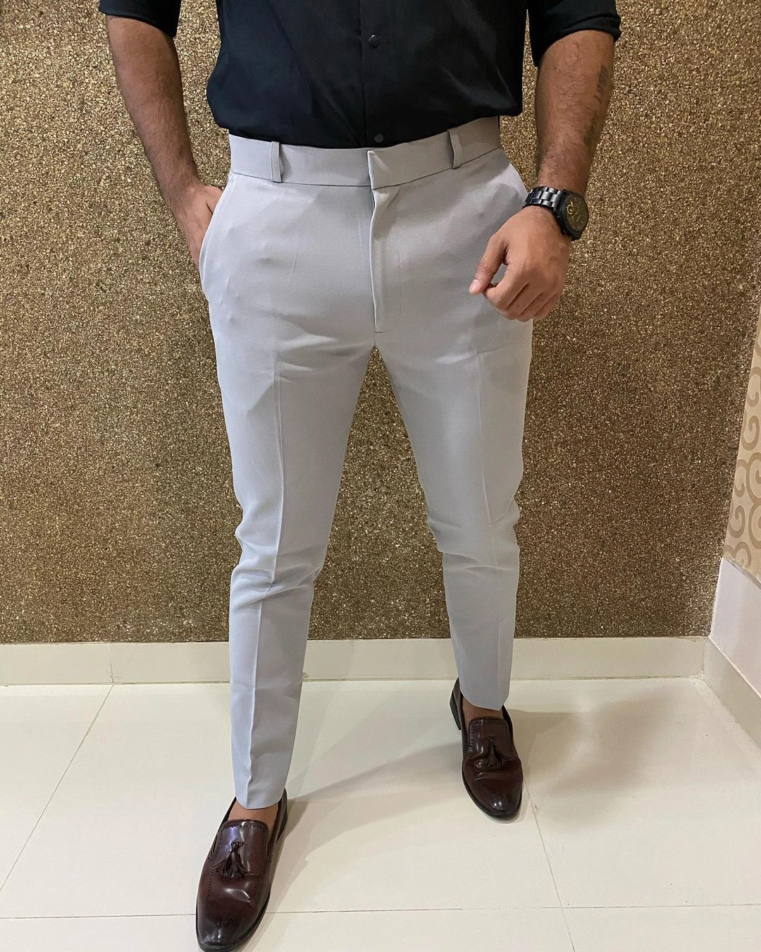 Buy TIM ROBBINS MEN'S TROUSERS GREY COLOR SLIM FIT COTTON BLEND FORMAL  TROUSERS Online at Best Prices in India - JioMart.